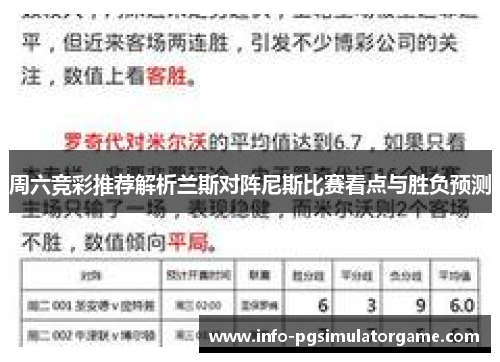 周六竞彩推荐解析兰斯对阵尼斯比赛看点与胜负预测